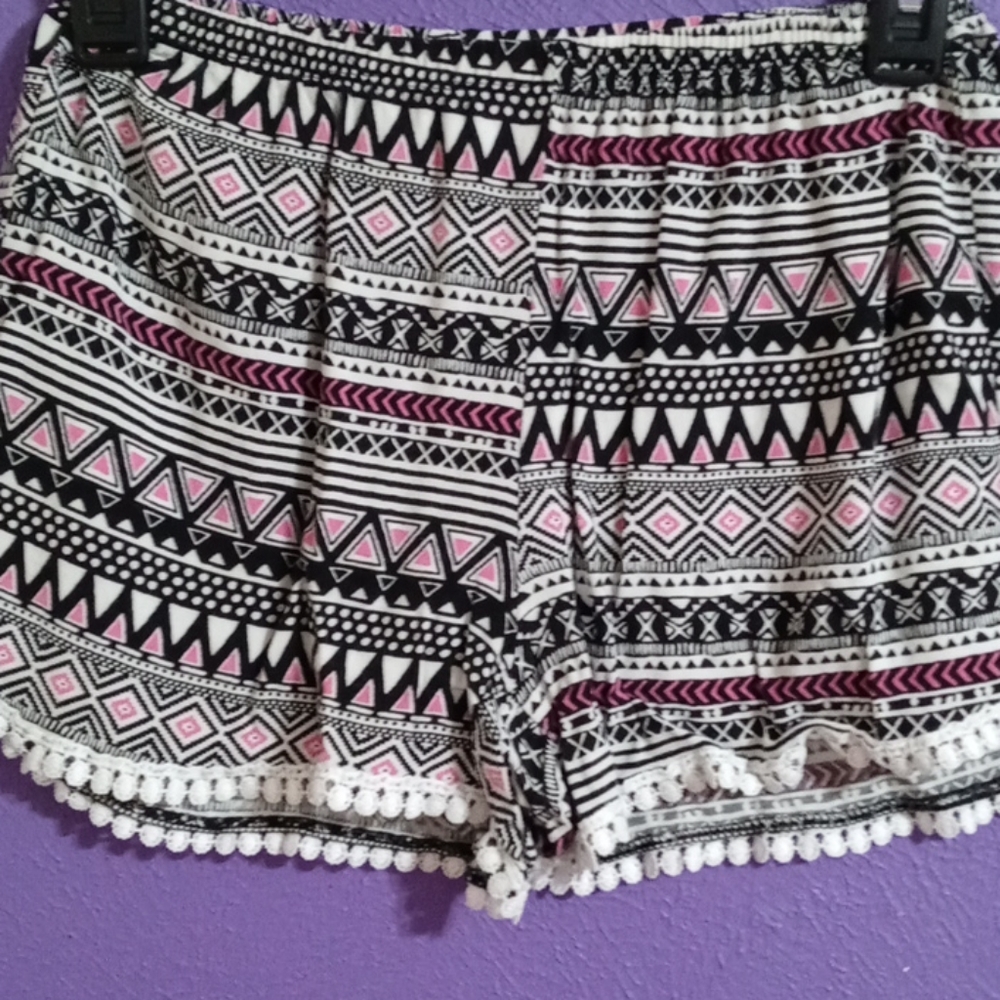 Black, white, and pink shorts